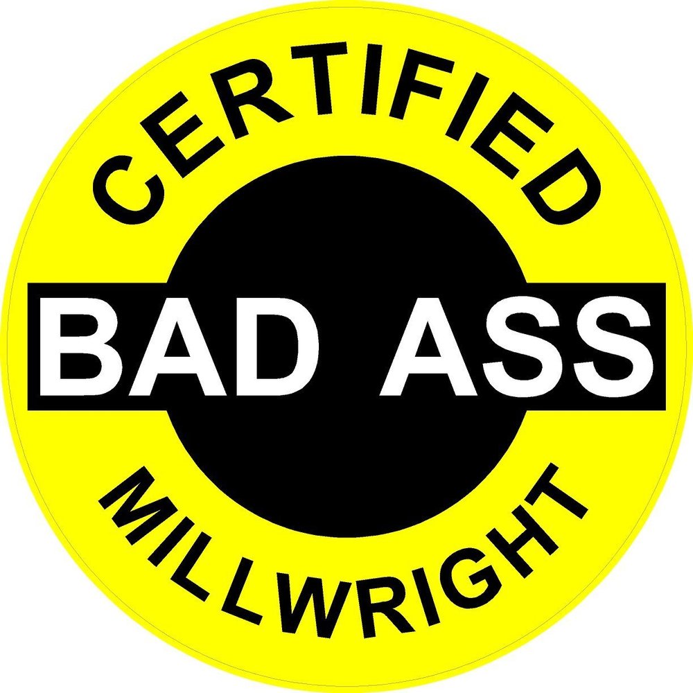 1080 Graphics 3 - Certified Bad Ass Millwright 2" Hard Hat/Helmet Stickers H628