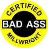 1080 Graphics 3 - Certified Bad Ass Millwright 2" Hard Hat/Helmet Stickers H628 view 1