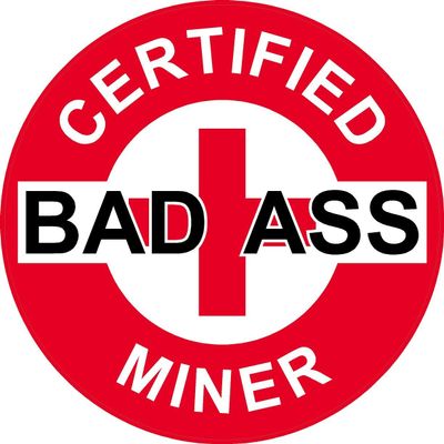 1080 Graphics 3 - Red Certified Bad Ass Miner 2" Hard Hat/Helmet Stickers H710