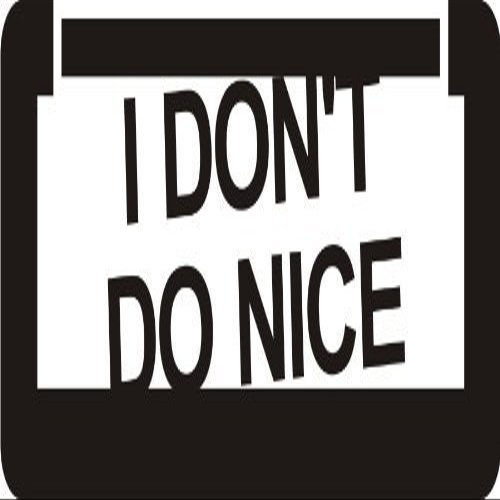 1080 Graphics 3 - I Don't Do Nice 1 1/4" x 3" Hard Hat Biker Helmet Stickers Bs218