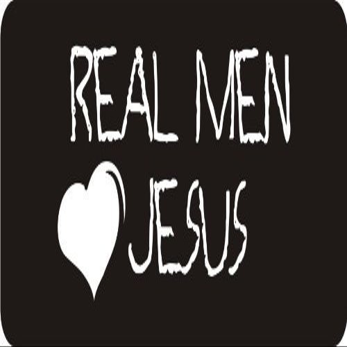 1080 Graphics 3 - Real Men Love Jesus 1 1/4" x 3" Hard Hat Biker Helmet Stickers Bs473
