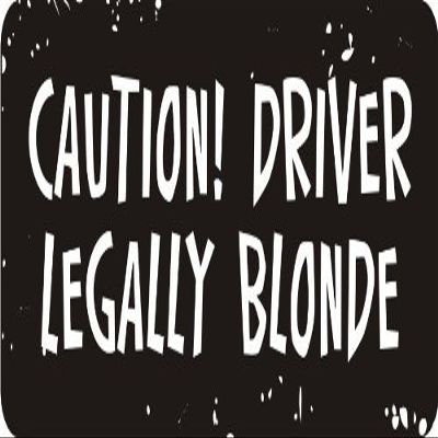 1080 Graphics 3 - Caution! Driver Legally Blonde 1 1/4" x 3" Hard Hat Biker Helmet Stickers Bs084