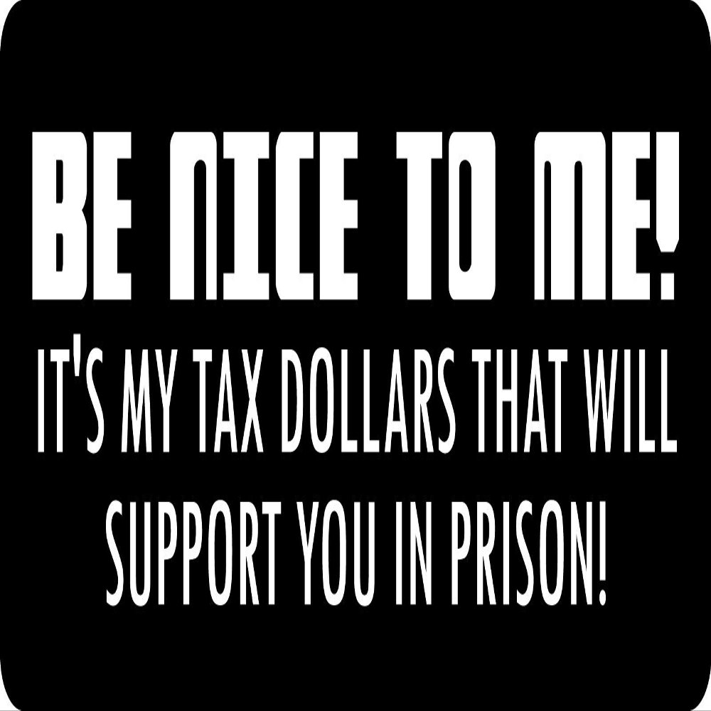 1080 Graphics 3 - Be Nice to Me, It's My Tax Dollars Hard Hat/Biker Helmet Sticker BS 672