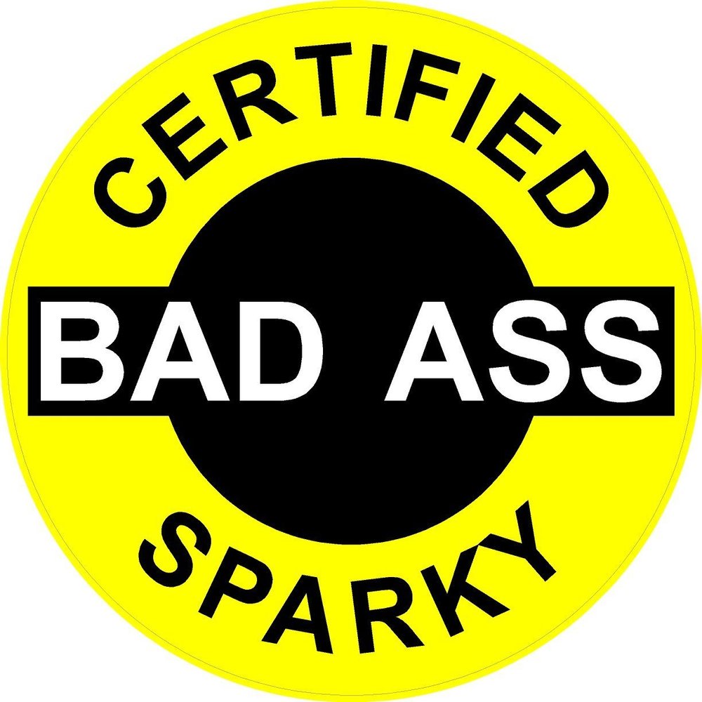 3 - Certified Bad Ass Sparky 2" Hard Hat/Helmet Stickers H659