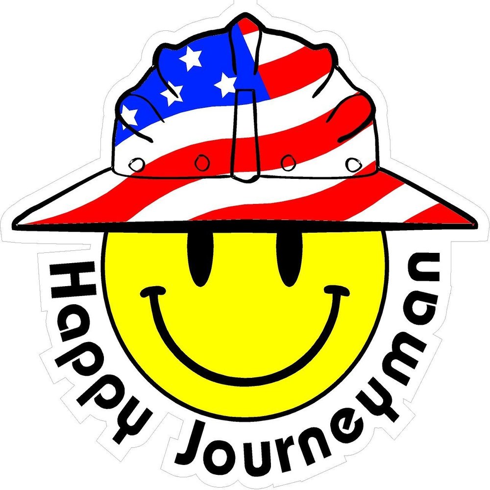 1080 Graphics 3 - Happy Journeyman Smiley USA Hardhat Oilfield Helmet Toolbox Sticker H861