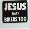 1080 Graphics 3 - Jesus Saves Bikers Too Christian Hard Hat/Helmet Stickers 1" x 2" view 1