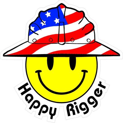 1080 Graphics 3 - Happy Rigger Smiley USA Hardhat Oilfield Helmet Toolbox Sticker H889