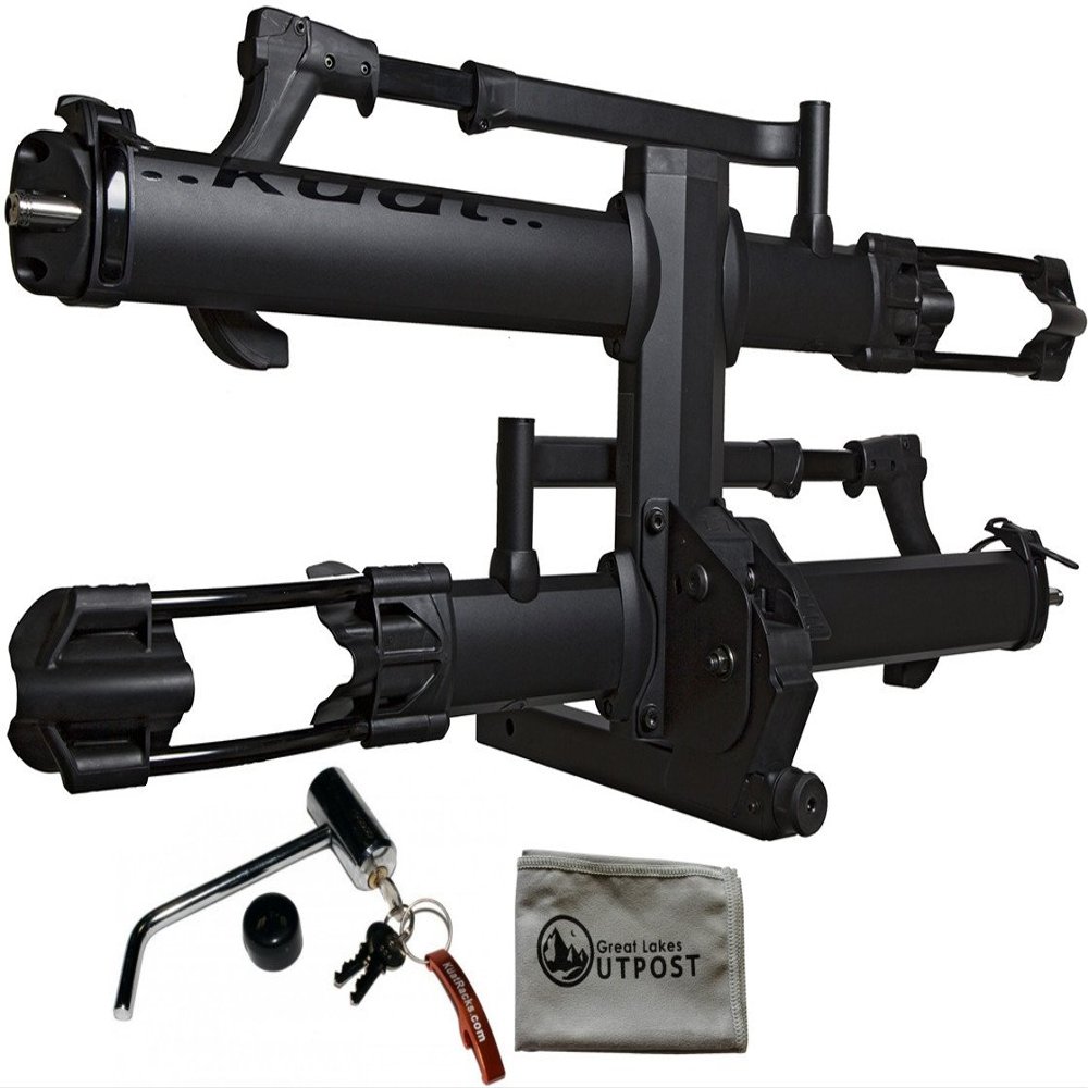 Kuat NV Base 2.0-1.25" - 2-Bike Rack - Satin Black with Kuat 1.25" Hitch Lock and Cloth