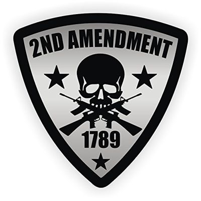 2nd Amendment V2 Hard Hat Helmet Sticker Vinyl Decal by stickerdad - Full Color Printed - (Size: 2" Color: Black/Gray) - for Windows, Walls, Bumpers, Laptop, Lockers, etc.