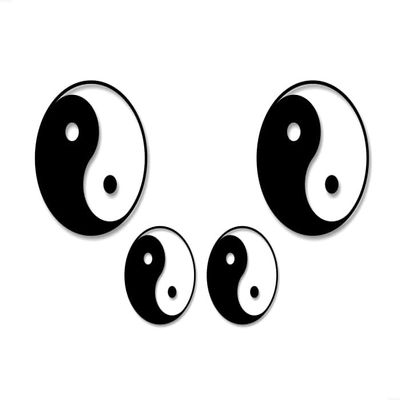 4 Yin Yang in Solid Black Decal Stickers Set Yoga Philosophy Martial Arts Peace Symbol Vehicle Vinyl Sticker Decals (4 Decal Set - Yin Yang - Black)