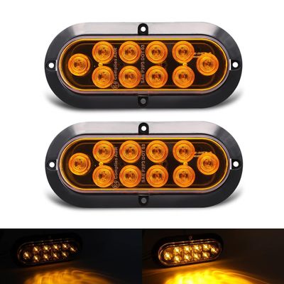 TMH 6" Oval Amber LED Trailer Tail Light Surface Mount 10 LED Waterproof Stop Brake Turn Trailer Lights for Truck RV Bus Lorry Low-High Brightness 12V DC, 2PCS