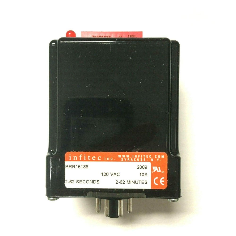 INFITEC BRR-15136 TIME DELAY Relay, with Base, 120 VAC, 2-62 Seconds, 8