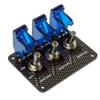 3 Row Safety Cover Aircraft 12V Toggle Switch With Indicator LED Light Carbon Fiber Painted Surface Panel, For Fog Lights, Neon Lights, Driving Lights etc. (Blue) view 1