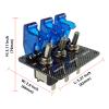 3 Row Safety Cover Aircraft 12V Toggle Switch With Indicator LED Light Carbon Fiber Painted Surface Panel, For Fog Lights, Neon Lights, Driving Lights etc. (Blue) view 3