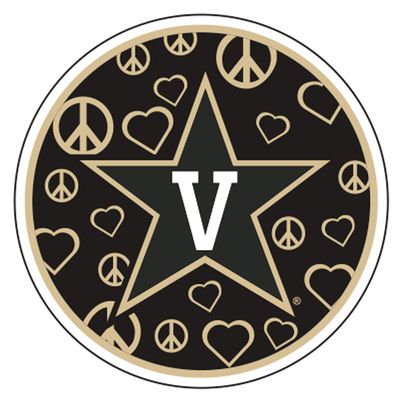 Vanderbilt Decal (Peace Love Star V Decal (4''), 4 in)