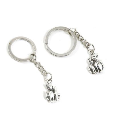 2 Pieces Keychain Keyring Door Car Key Chain Ring Tag Charms Supply I2YE8W Mother Child Parent Cat