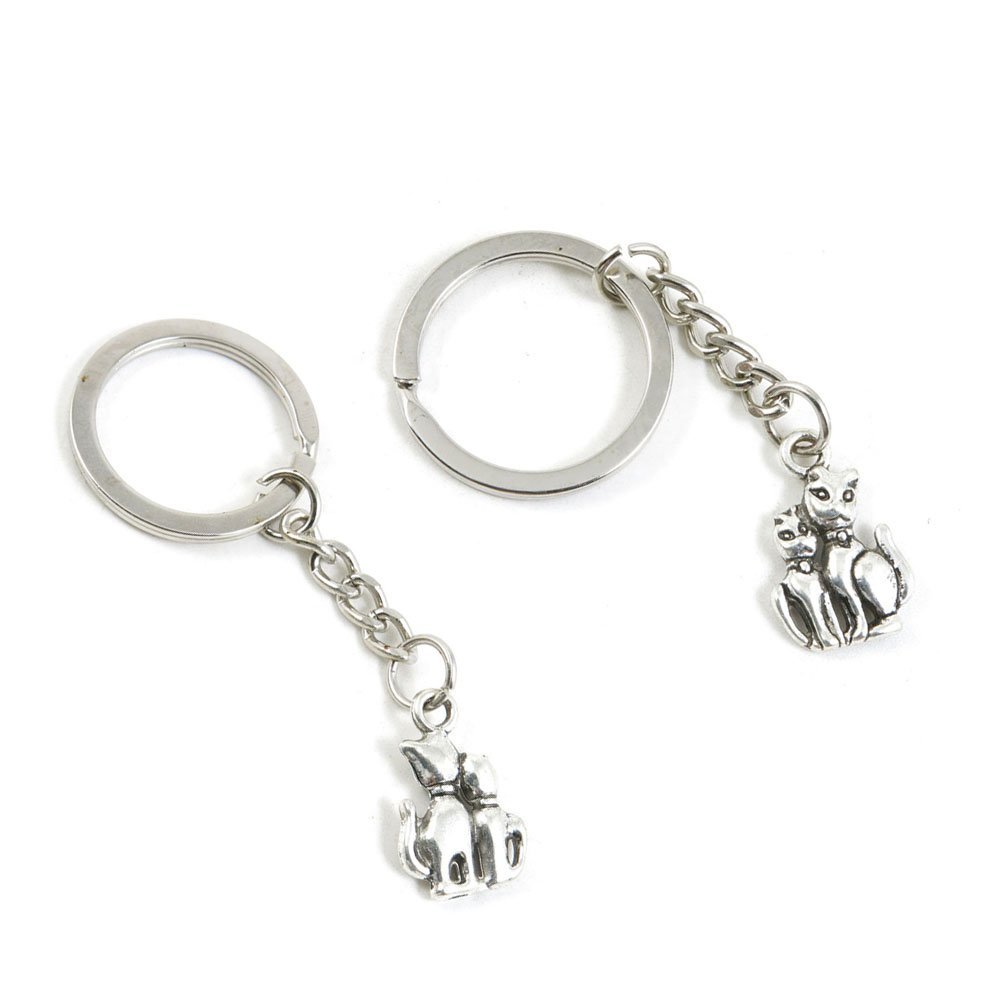 2 Pieces Keychain Keyring Door Car Key Chain Ring Tag Charms Supply I2YE8W Mother Child Parent Cat