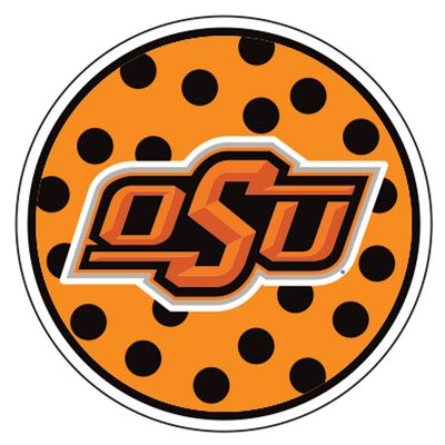Oklahoma State Decal (ORG Polka DOT OSU Decal (4''), 4 in)