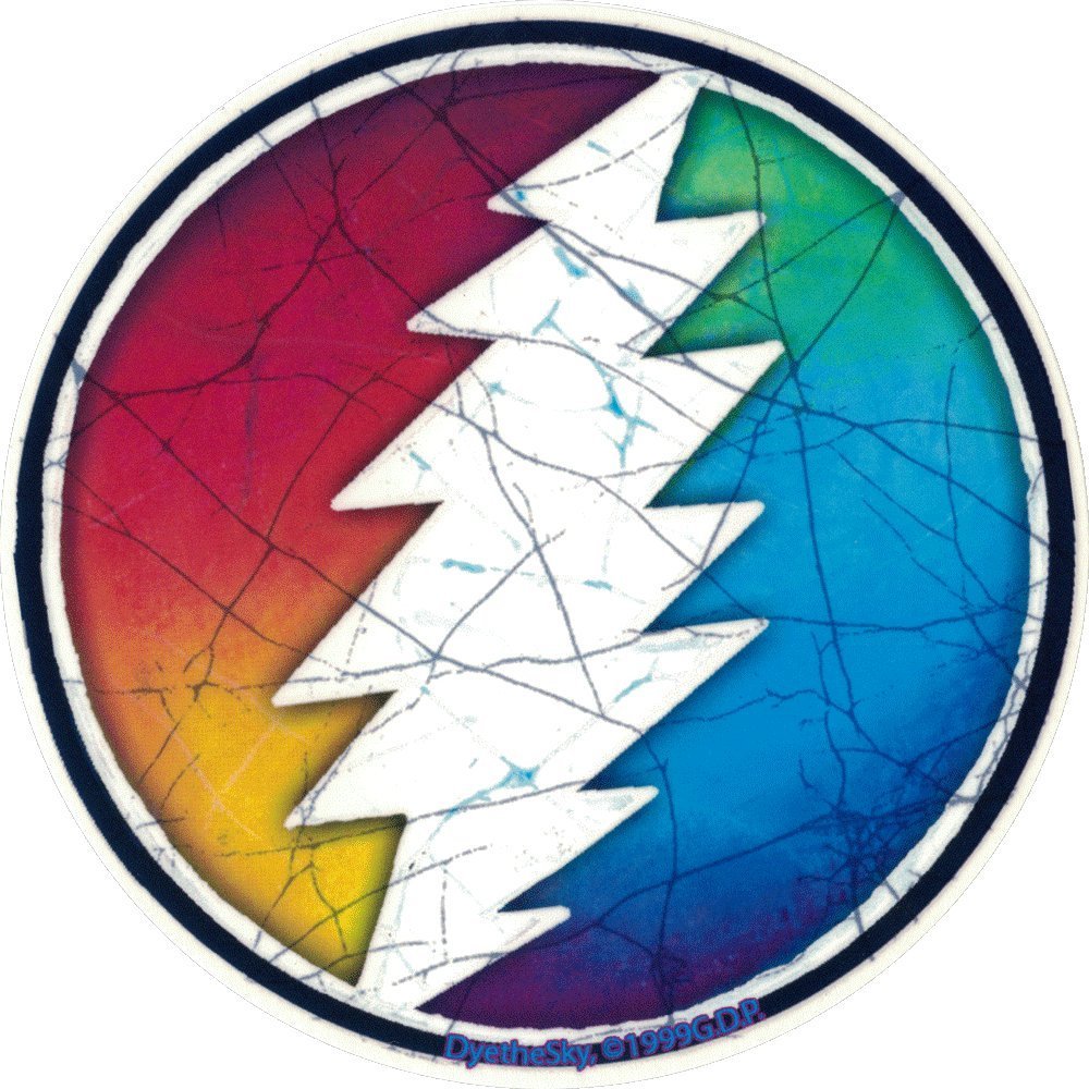 Dye the Sky Grateful Dead Rainbow Lightning Bolt - Window Sticker/Decal (5" Circular)