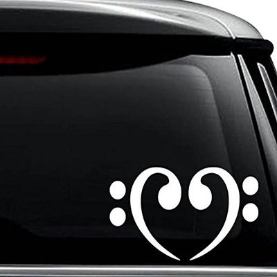 Bass Clef Heart Love Music Notes Decal Sticker For Use On Laptop, Helmet, Car, Truck, Motorcycle, Windows, Bumper, Wall, and Decor Size- [15 inch] / [38 cm] Wide / Color- Gloss Black