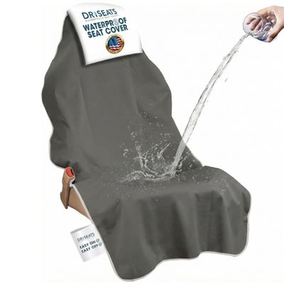 Dri Seats Waterproof Car Seat Cover Premium Sweat Towel with Slip Resistant Backing for Front Seats in Cars, Trucks, SUVs Universal Seat Covers & Liner, Easy Install (Gray, Large)