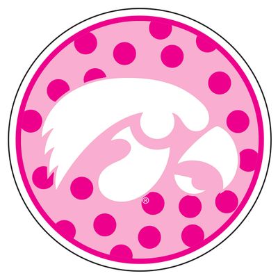 Iowa Decal (PINK POLKA DOT HAWKEYE DEC (4''), 4 in)