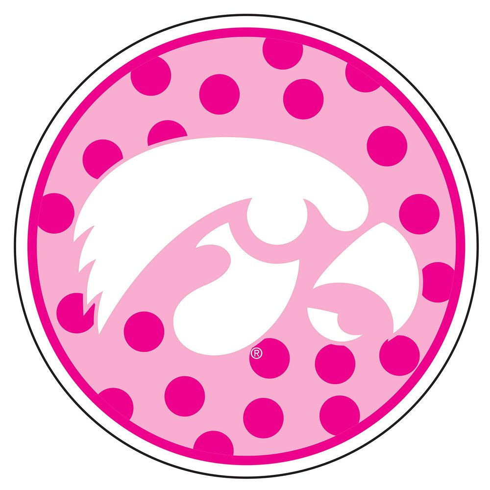 Iowa Decal (PINK POLKA DOT HAWKEYE DEC (4''), 4 in)