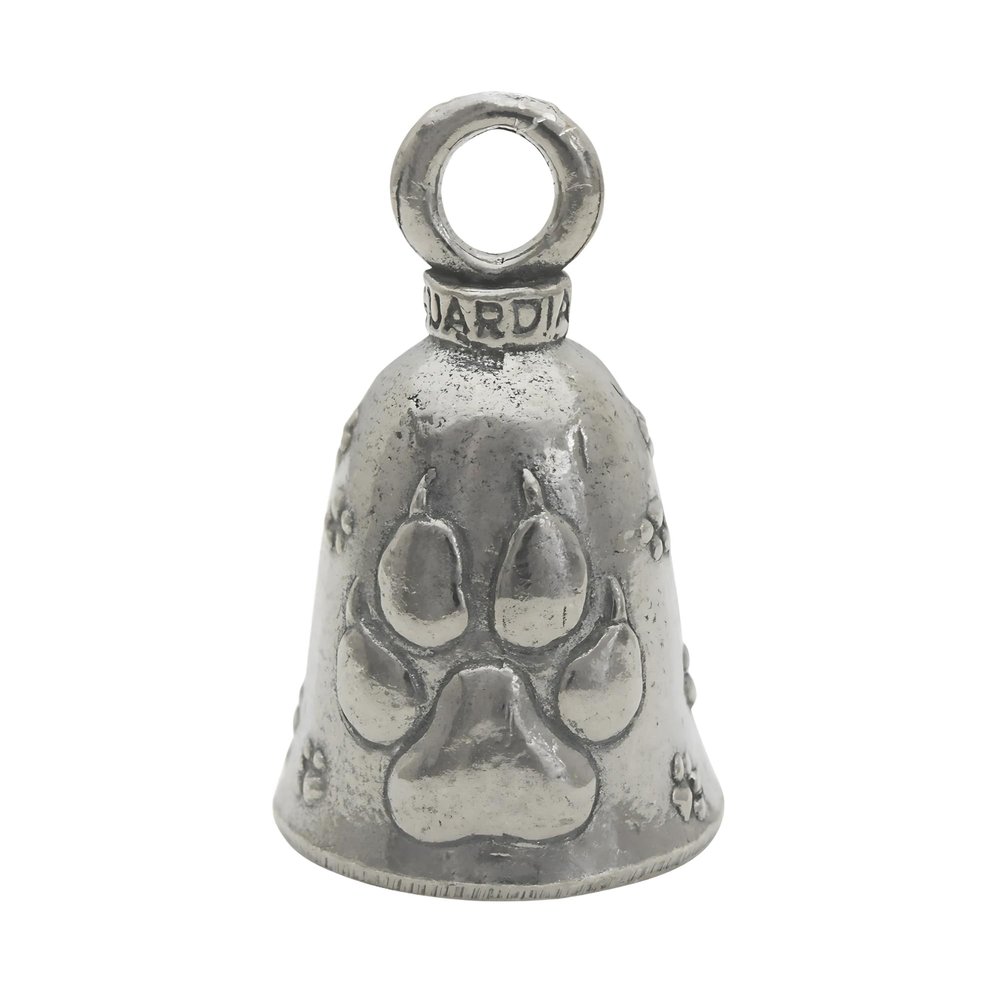 Guardian Bell "Dog Paw Good Luck Bells w/Keyring & Black Velvet Gift Bag | Motorcycle Bell | Hiking Bear Warning | Lead-Free Pewter | Good Luck Gift to Friends & Family | Bike Bell | Made in USA