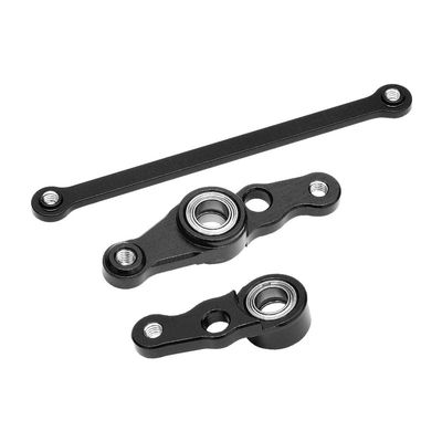 GPM For Tamiya DF01 / TA01 / TA02 / M1025 Upgrade Parts Aluminum Steering Assembly With Bearings - 1 Set Black