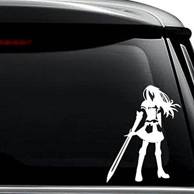 Sexy Girl Sword Anime Manga Decal Sticker for Use On Laptop, Helmet, Car, Truck, Motorcycle, Windows, Bumper, Wall, and Decor Size- [10 inch] / [25 cm] Tall/Color- Gloss Black