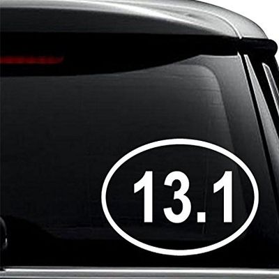 13.1 Km Half Marathon Runner Decal Sticker for Use On Laptop, Helmet, Car, Truck, Motorcycle, Windows, Bumper, Wall, and Decor Size- [20 inch] / [50 cm] Wide/Color- Gloss Black