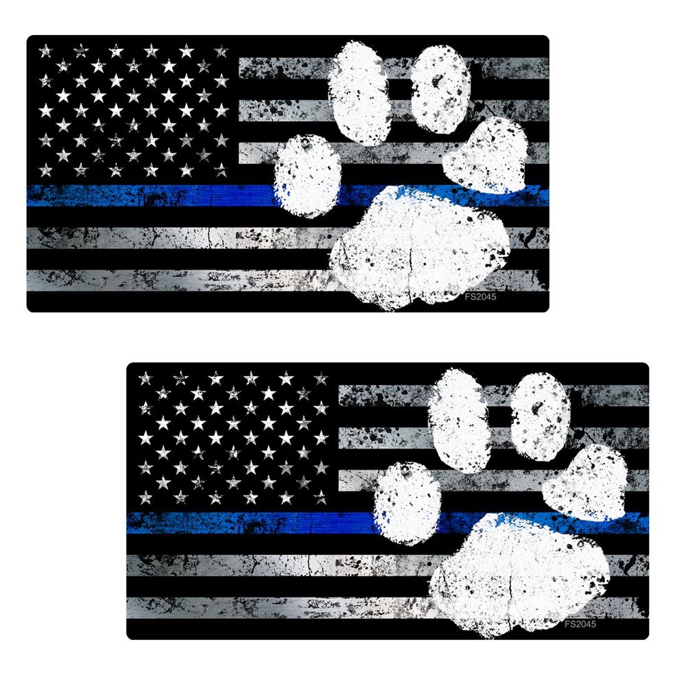 Thin Blue Line PAW Flag Sticker 2 Pack #FS2045