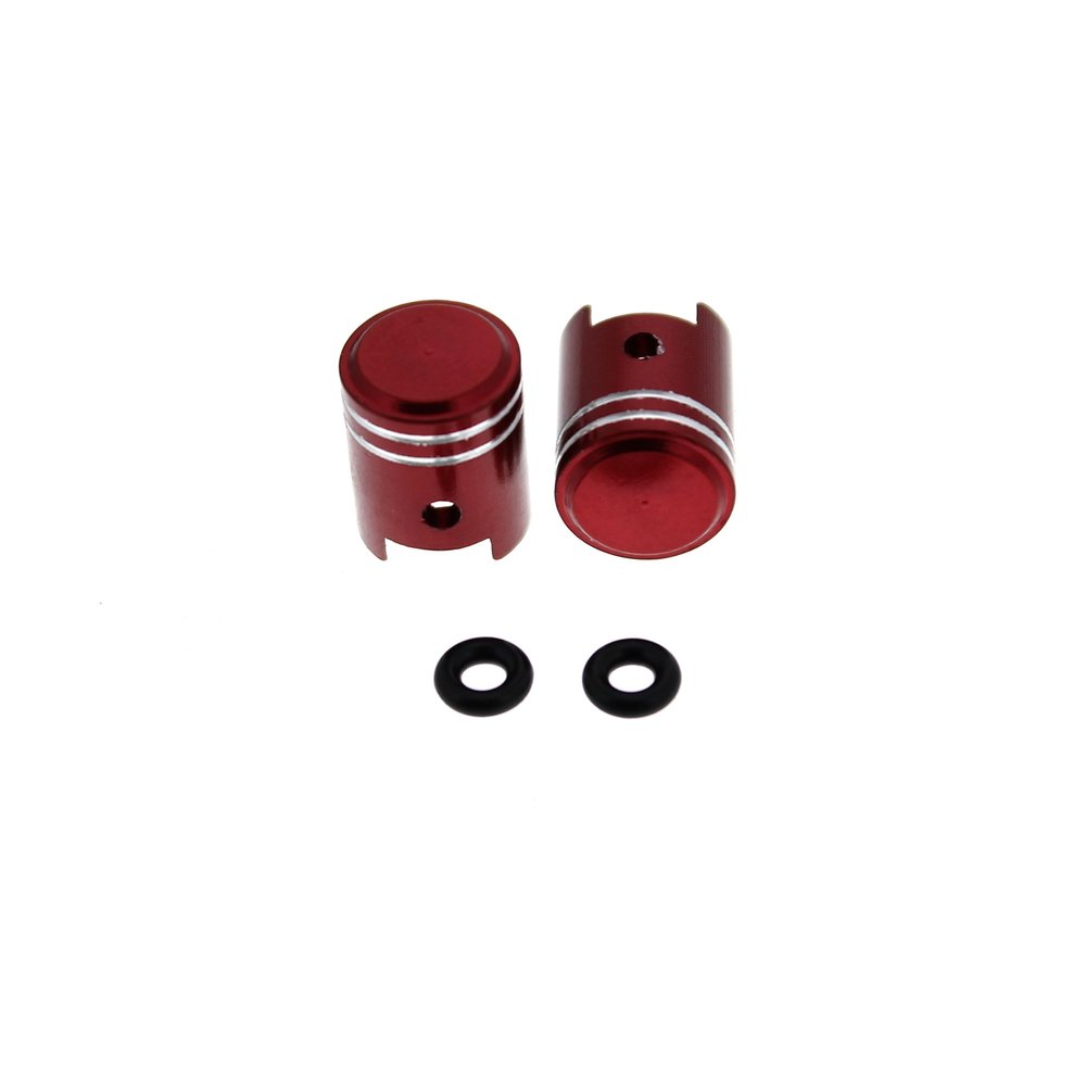 Race-Driven Piston Tire Valve Wheel Air Port Dust Cover Stem Cap Caps Kit - Red