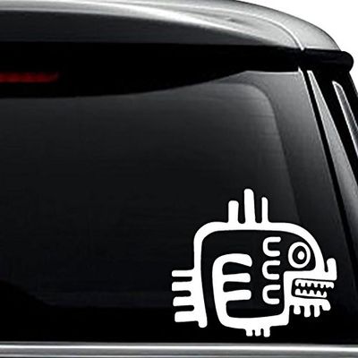 Aztec Ancient Art Animal Decal Sticker For Use On Laptop, Helmet, Car, Truck, Motorcycle, Windows, Bumper, Wall, and Decor Size- [20 inch] / [50 cm] Wide / Color- Matte White