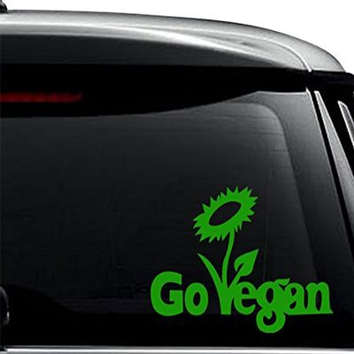 Go Vegan Vegetarian Plant Flower Decal Sticker For Use On Laptop, Helmet, Car, Truck, Motorcycle, Windows, Bumper, Wall, and Decor Size- [6 inch] / [15 cm] Wide / Color- Matte White