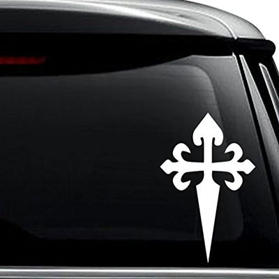 Saint James Santiago Cross Decal Sticker For Use On Laptop, Helmet, Car, Truck, Motorcycle, Windows, Bumper, Wall, and Decor Size- [6 inch] / [15 cm] Tall / Color- Matte Black