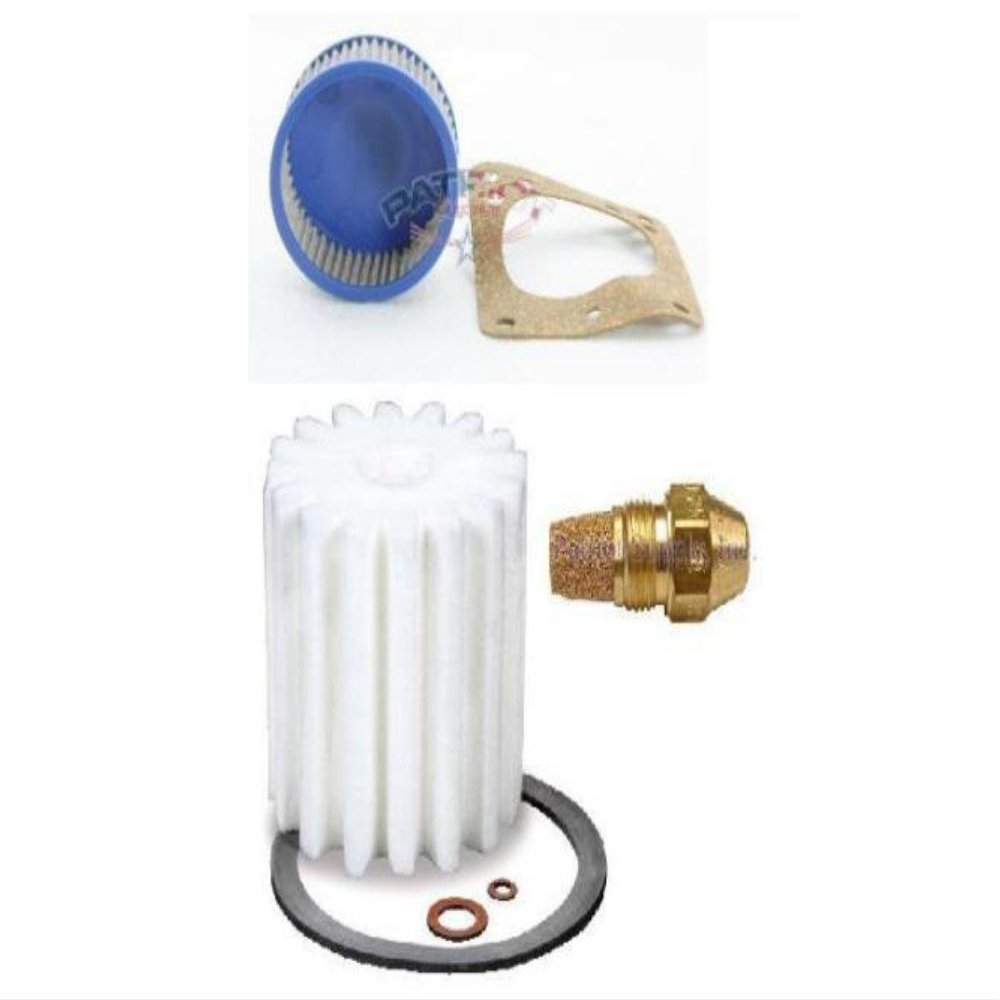 Oil Burner Tune Up Kit 1.00 Gallon 80 Solid Nozzle, White Micro Flow Oil Filter and"A" Pump Screen