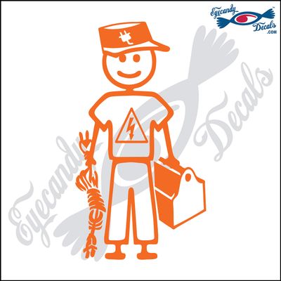 Eyecandy Decals Stick Family Man Electrician 5" Orange Decal Sticker