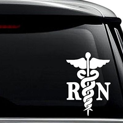 RN Medical Emblem Decal Sticker For Use On Laptop, Helmet, Car, Truck, Motorcycle, Windows, Bumper, Wall, and Decor Size- [15 inch] / [38 cm] Tall / Color- Matte White
