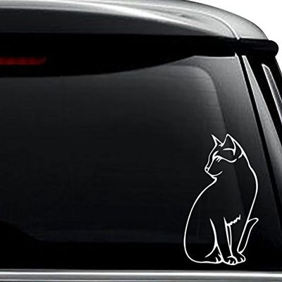 Cat Kitty Sitting Decal Sticker For Use On Laptop, Helmet, Car, Truck, Motorcycle, Windows, Bumper, Wall, and Decor Size- [20 inch] / [50 cm] Tall / Color- Matte Black
