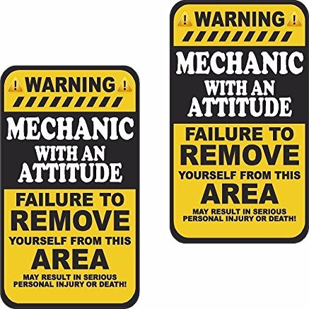 2-3" Mechanic Warning Attitude Decal Set Tools Motorcycle Sticker Tools WS2