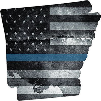 LPF USA 5" Arkansas AR State Thin Blue Line Tattered American Flag Police Sticker Law