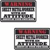 2-4" x 2" Sheet Metal Worker Warning Set Metalworking Hard Hat Sticker WS1 view 1