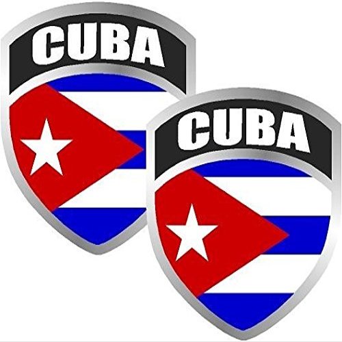 2-4" Cuba Cuban Flag Shield Decal Set Badge Vinyl Window Sticker