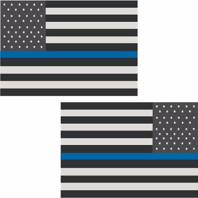 2-3" Thin Blue Line American US Subdued Flag Decal Set USA Police Sticker RL