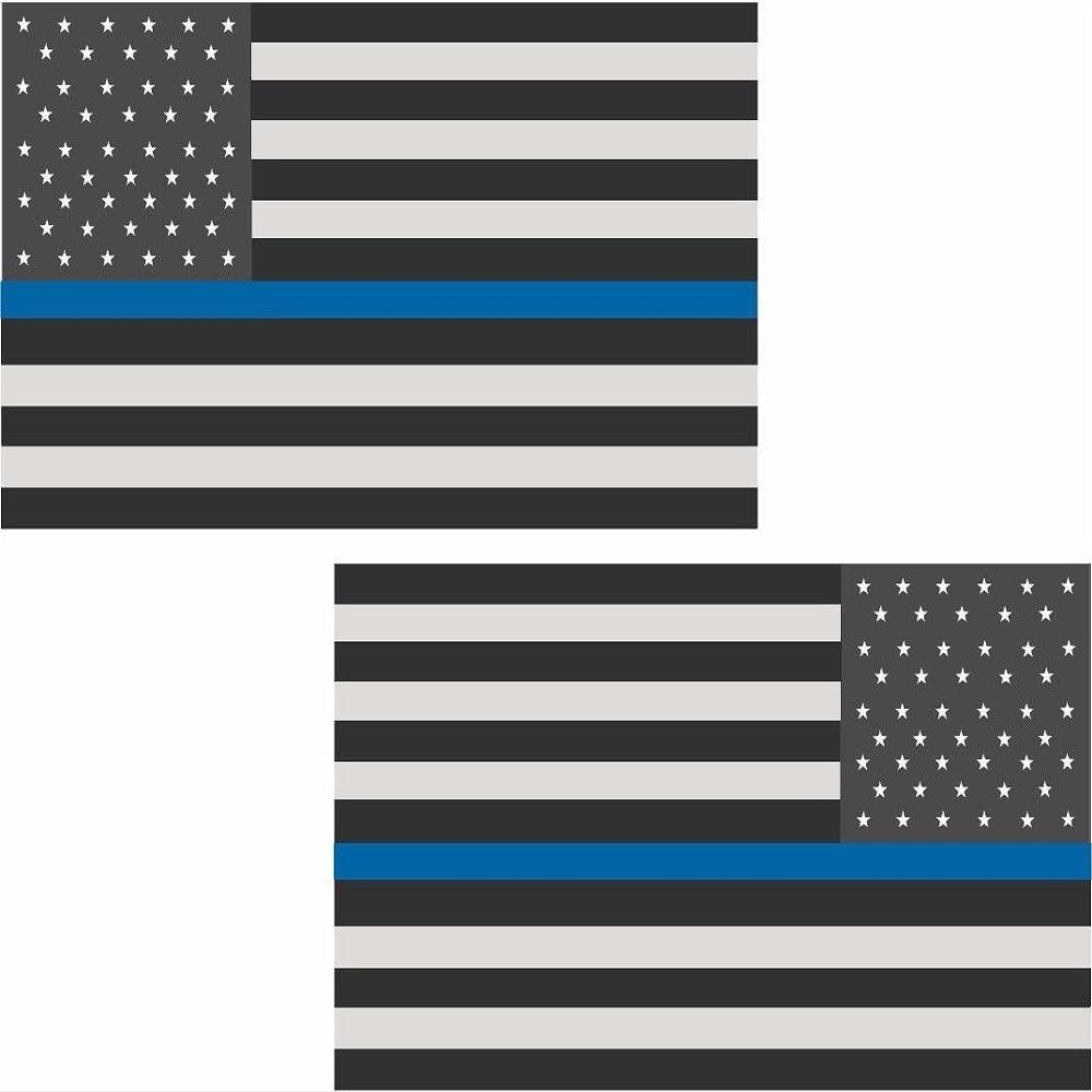 2-3" Thin Blue Line American US Subdued Flag Decal Set USA Police Sticker RL