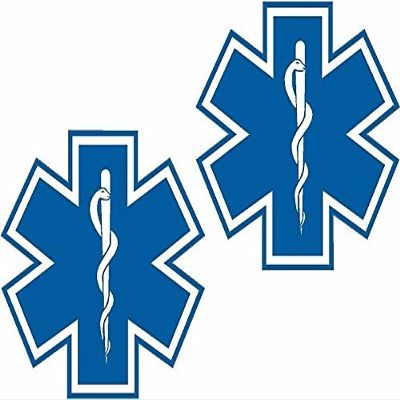2-3" EMS Star of Life Blue Decal Set EMT Paramedic Rescue Window Sticker