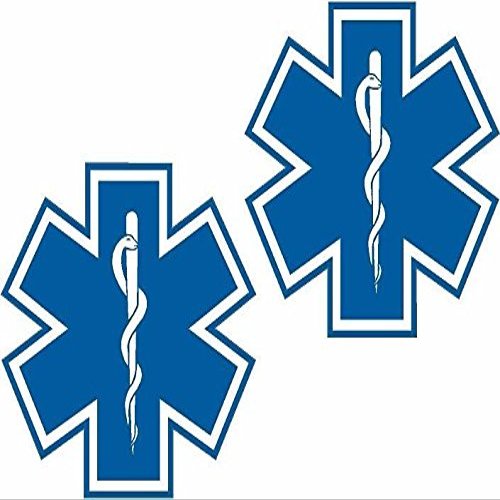 2-3" EMS Star of Life Blue Decal Set EMT Paramedic Rescue Window Sticker
