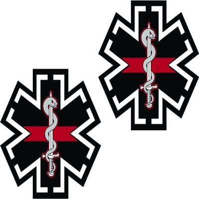 2-3" Tactical RED Star of Life Blue Decal EMS EMT Paramedic Sticker Decal