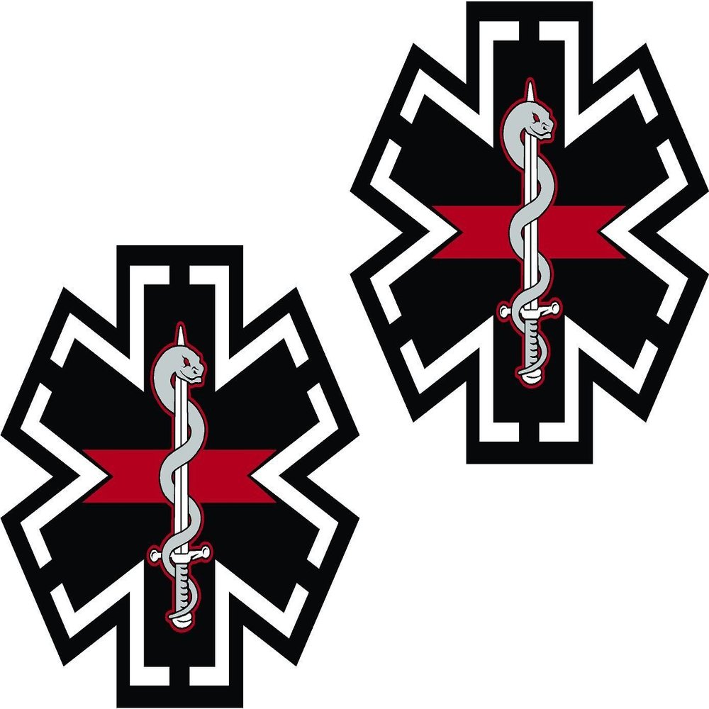 2-3" Tactical RED Star of Life Blue Decal EMS EMT Paramedic Sticker Decal